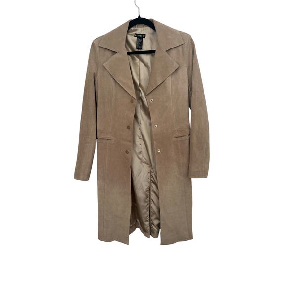 Vintage Bebe Coat Women's Size Small Tan Genuine Suede Leather Y2K Overcoat - Picture 5 of 9